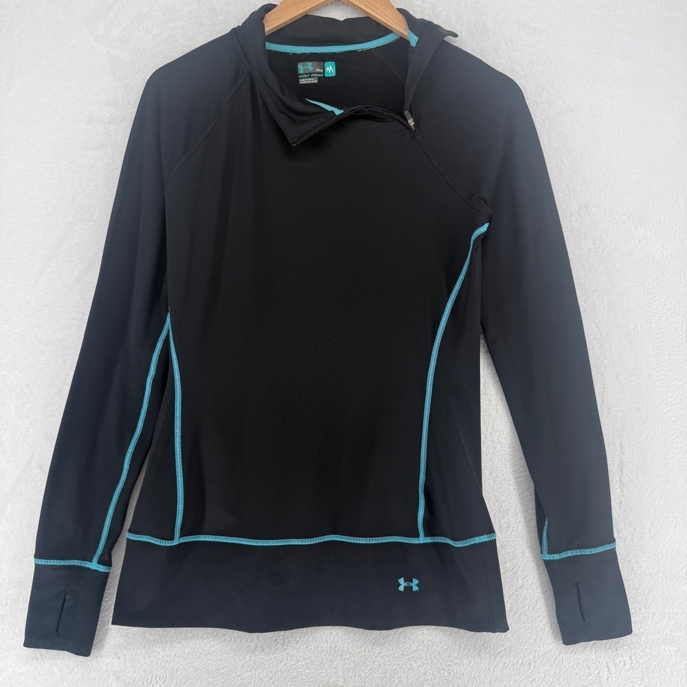 Under Armour Womens Black Fitted Quarter Zip Long Sleeve‎ Athletic Top Size M